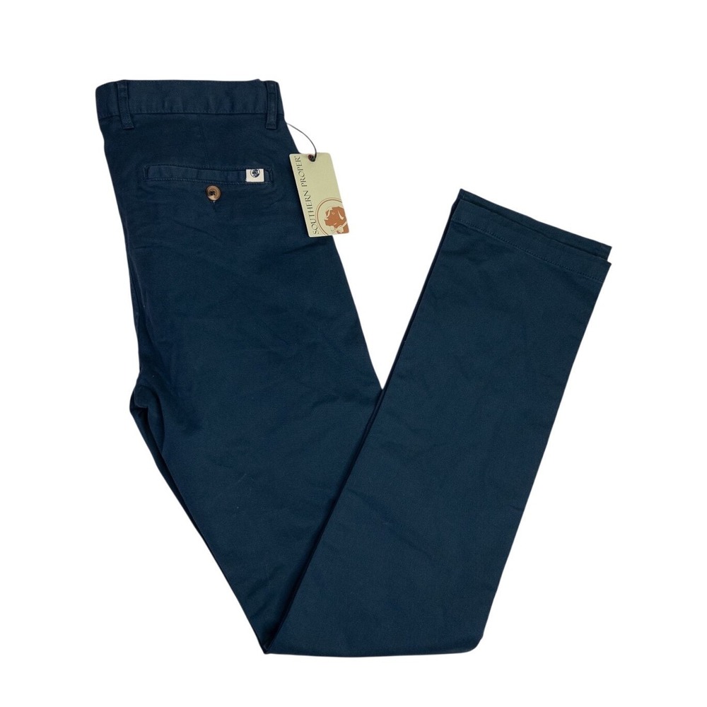 New Southern Proper Mens Thomasville Flat Front Chino Pant Blue 32x34 With Tags - Picture 2 of 7